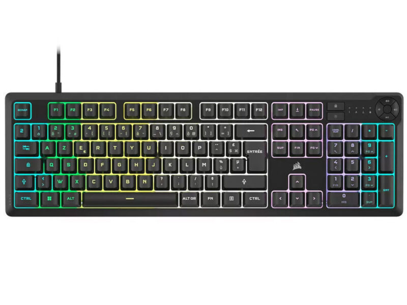 Clavier Corsair Gaming K55 Core RGB en mode rétro‑éclairé