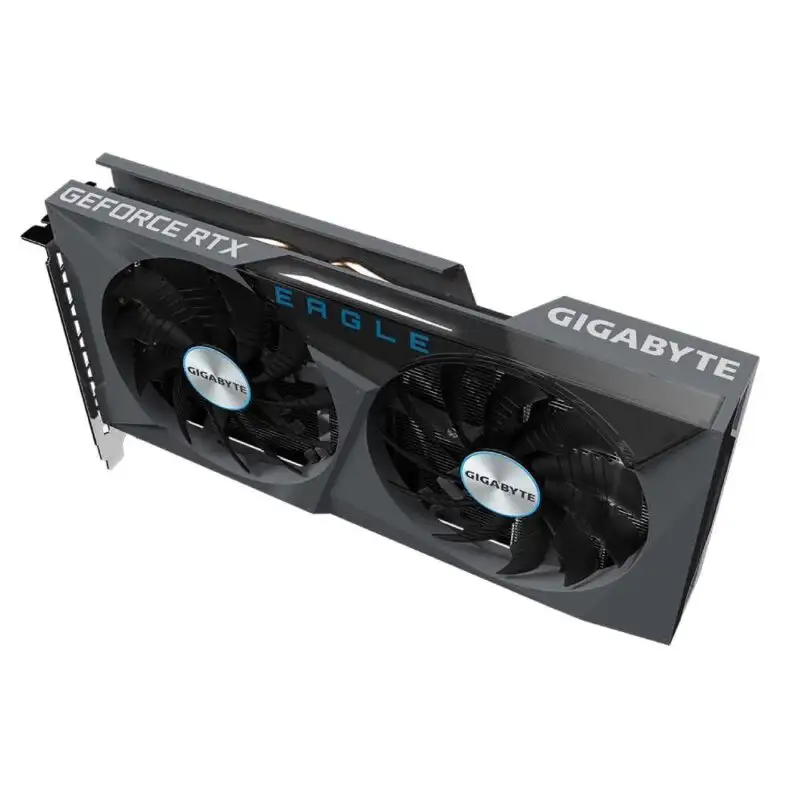 Carte graphique Gigabyte GeForce RTX 3060 EAGLE OC 12G avec système de refroidissement WINDFORCE 2X et éclairage RGB.