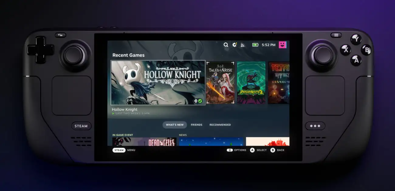 Vue arrière de la Console Steam Deck 256Go Noir