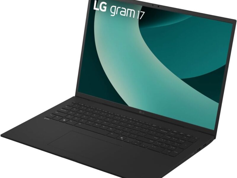 photo du portable LG Gram 17Z90TL noir Obsidien, vue ouverte, écran QHD+