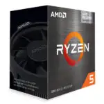 Ryzen 5 5600GT Wraith Stealth, processeur 6 cœurs 12 threads, fréquence 3,6 GHz (4,6 GHz boost), Radeon Vega 7, TDP 65W.
