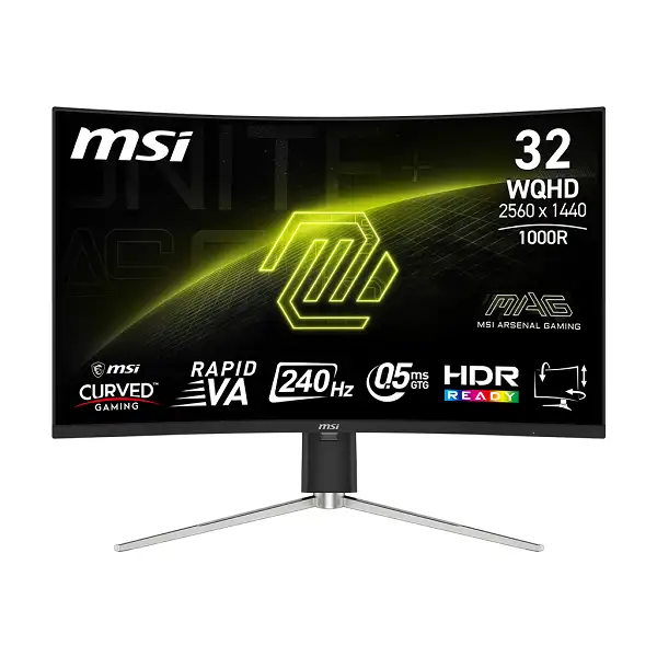 Écran MSI MAG 325CQRXF E2 2K 240Hz vue de face - Maroc