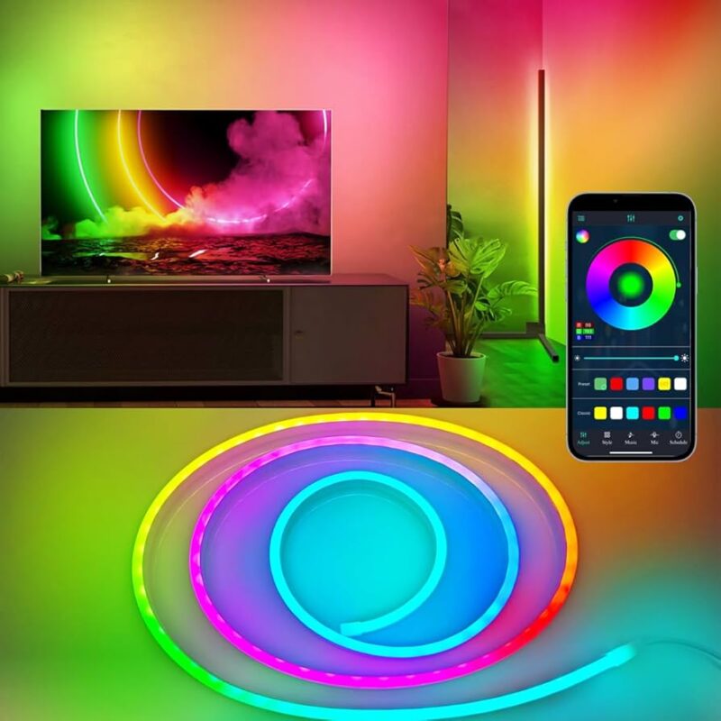 SINLEY Led Neon Rope Lights Ruban LED Néon RGB 15M 3