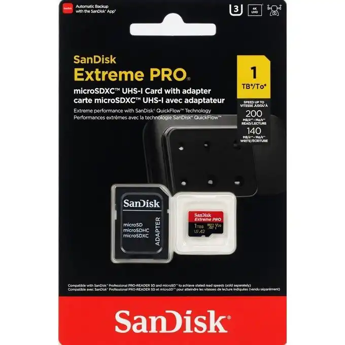 Carte mémoire SanDisk Extreme PRO microSDXC 1 To UHS-I U3 V30 A2 200 Mo/s Maroc